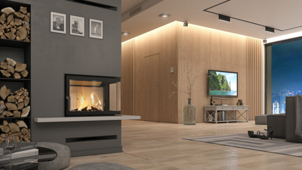 Топка DEFRO HOME IMPULS ME BP, 10 кВт, 770/450/380мм, угловое стекло справа