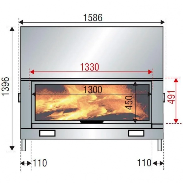 Каминная топка H1600 axis