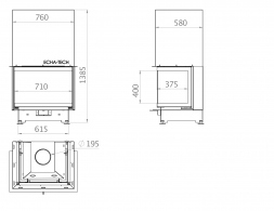Каминная топка 3V 70 G Echa Tech