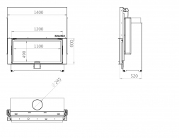 Каминная топка плоская 120 x 60 C Echa Tech
