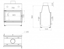 Каминная топка двойная 70x51 C Echa Tech
