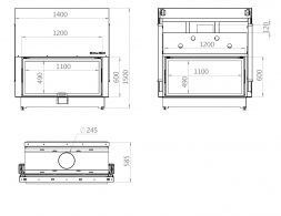 Каминная топка двойная 120x60 G Echa Tech